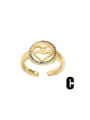 thumb Brass Cubic Zirconia Letter Vintage Band Ring 3