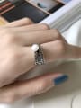 thumb 925 Sterling Silver Imitation Pearl Artisan Solitaire Ring 1