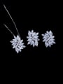thumb Brass Cubic Zirconia Luxury Flower  Earring and Necklace Set 0