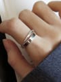 thumb 925 Sterling Silver  Simple Double Round Cross Buckle Free Size Stackable Ring 0
