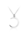 thumb 925 Sterling Silver Smooth Moon Minimalist Necklace 0