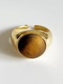 thumb 925 Sterling Silver Tiger Eye Oval Vintage Band Ring 0