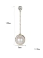 thumb 925 Sterling Silver Freshwater Pearl White Ball Trend Threader Earring 4