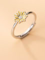 thumb 925 Sterling Silver Enamel Flower Cute Free Size Band Ring 2