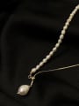 thumb Titanium Steel Imitation Pearl Tassel Minimalist Lariat Necklace 0