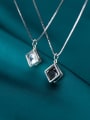 thumb 925 Sterling Silver With Platinum Plated Minimalist Geometric Pendant (without chain) 1
