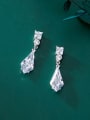 thumb 925 Sterling Silver Cubic Zirconia White Geometric Dainty Stud Earring 0