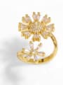 thumb Brass Cubic Zirconia Flower Trend Band Ring 0