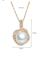 thumb Copper Cubic Zirconia  Classic Flower Pearl pendant Necklace 3