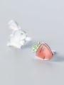 thumb 925 Sterling Silver Enamel  Cute Carrot rabbit  Stud Earring 1