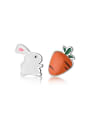 thumb 925 Sterling Silver Enamel Cute  Asymmetric rabbit carrot Stud Earring 4