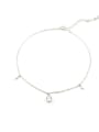 thumb 925 Sterling Silver Cubic Zirconia Water Drop Minimalist  Anklet 0