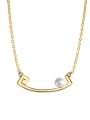 thumb 925 Sterling Silver Imitation Pearl Geometric Vintage Necklace 3