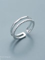 thumb 925 Sterling Silver Rhinestone White Irregular Minimalist Free Size Band Ring 2