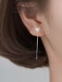 thumb 925 Sterling Silver Enamel Heart Minimalist Threader Earring 1