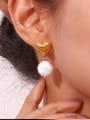 thumb Titanium Steel Imitation Pearl Heart Minimalist Drop Earring 1
