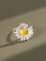 thumb 925 Sterling Silver Enamel Flower Minimalist Band Ring 0