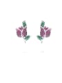 thumb Copper Cubic Zirconia Flower Trend Stud Earring 0