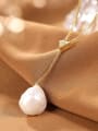 thumb 925 Sterling Silver Freshwater Pearl Irregular Vintage Lariat Necklace 0