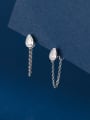 thumb 925 Sterling Silver Glass Stone Water Drop Minimalist Threader Earring 0