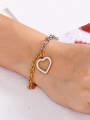 thumb Stainless Steel White Rhinestone Hollow Heart Minimalist  Chain  Bracelet 1
