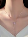 thumb 925 Sterling Silver Cubic Zirconia Heart Minimalist Tassel Necklace 1