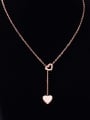 thumb Titanium Smooth  Hollow Heart Minimalist Lariat Necklace 0