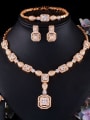 thumb Brass Cubic Zirconia  Luxury Geometric Ring Earring Braclete And Necklace Set 2