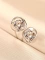 thumb 925 Sterling Silver Cubic Zirconia White Round Minimalist Stud Earring 2