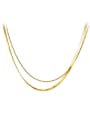 thumb 925 Sterling Silver  Minimalist  Snake Bone Chain Double Layer Necklace 0