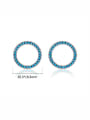 thumb 925 Sterling Silver Turquoise Round Minimalist Stud Earring 2