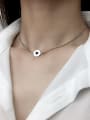 thumb Vintage Sterling Silver With Platinum Plated Simplistic Round Necklaces 2