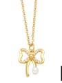 thumb Brass Cubic Zirconia Bowknot Trend Necklace 2