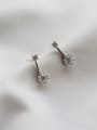 thumb 925 Sterling Silver Cubic Zirconia White Round Minimalist Stud Earring 0