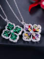 thumb Brass Cubic Zirconia Luxury Flower  Earring Ring and Necklace Set 4