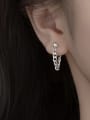 thumb 925 Sterling Silver Hollow Geometric Chain Vintage Drop Earring 1
