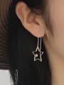 thumb 925 Sterling Silver Rhinestone Tassel Minimalist  Geometric star asymmetric Drop Earring 1