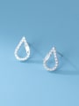 thumb 925 Sterling Silver Cubic Zirconia Water Drop Minimalist Stud Earring 0