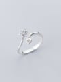 thumb 925 Sterling Silver Cubic Zirconia  Flower Minimalist Free Size Ring 1