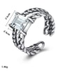 thumb 925 Sterling Silver Square cubic zirconia. Antique twist chain band ring 3