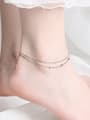 thumb 925 Sterling Silver Minimalist Double Layer Chain Anklet 1