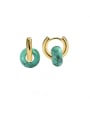 thumb Brass Turquoise Geometric Vintage Huggie Earring 0