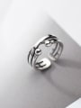 thumb 925 Sterling Silver Irregular Vintage Cross Twist Lines Stackable Ring 1