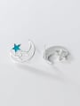 thumb 925 Sterling Silver With  Minimalist Hollow Moon Star Stud Earrings 2