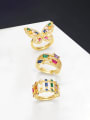 thumb Brass Cubic Zirconia Rainbow Minimalist Butterfly Stackable Ring 0