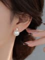 thumb 925 Sterling Silver Imitation Pearl Round Minimalist Stud Earring 1