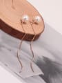 thumb Titanium Imitation Pearl Tassel Minimalist Threader Earring 2