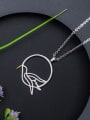 thumb 925 Sterling Silver  Minimalist Hollow Flying Bird Pendant Necklace 1