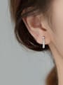 thumb 925 Sterling Silver Cubic Zirconia Geometric Minimalist Stud Earring 3