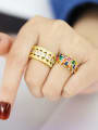 thumb Brass Cubic Zirconia Geometric Vintage Stackable Ring 1